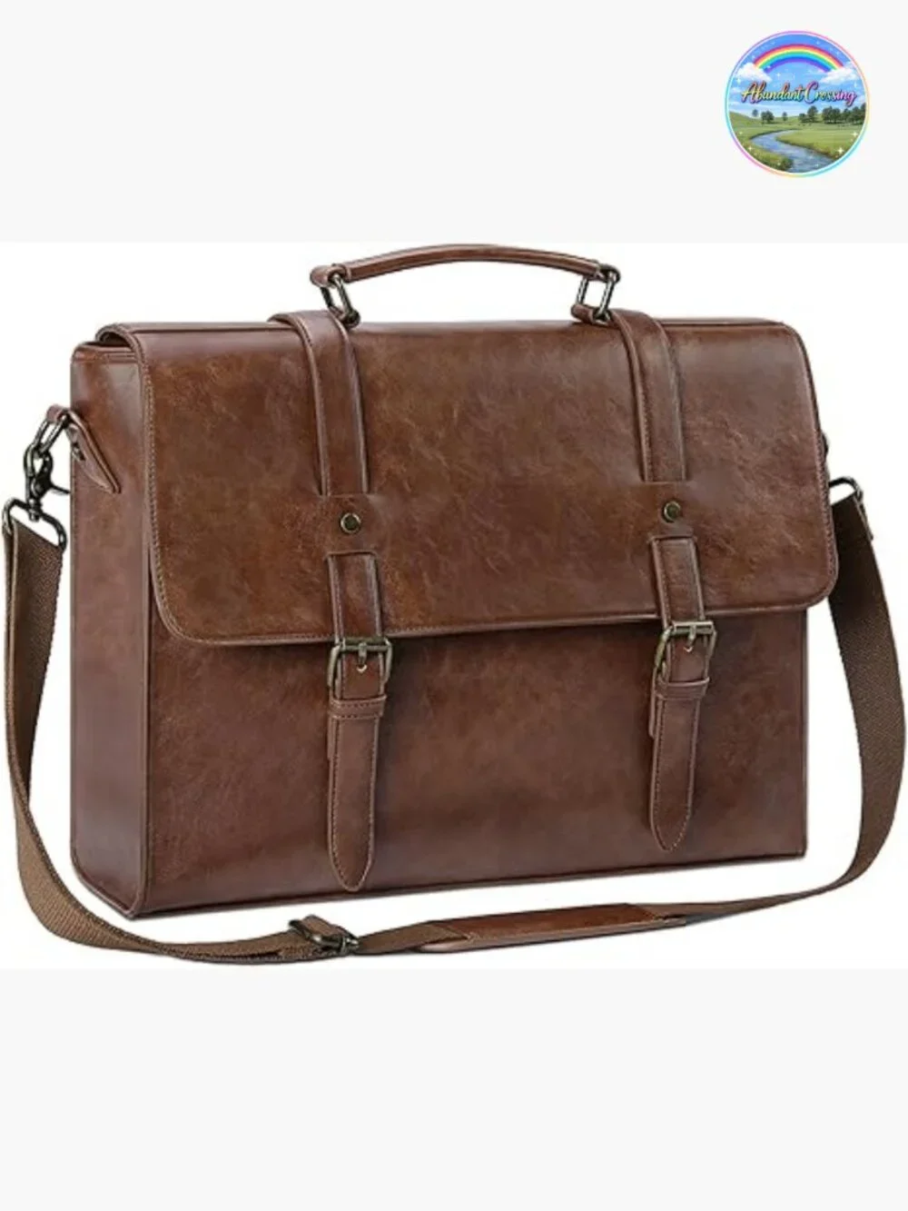 Leather Messenger Bag 15.6 Inch Waterproof Laptop Briefcase Satchel Shoulder Bag